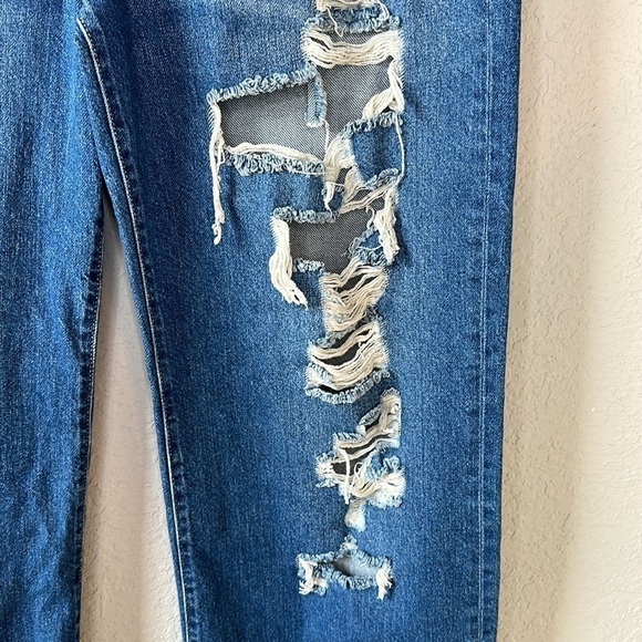 Pilcro The Joey High Rise Straight Leg Distressed Jeans Size 30 - Picture 5 of 16